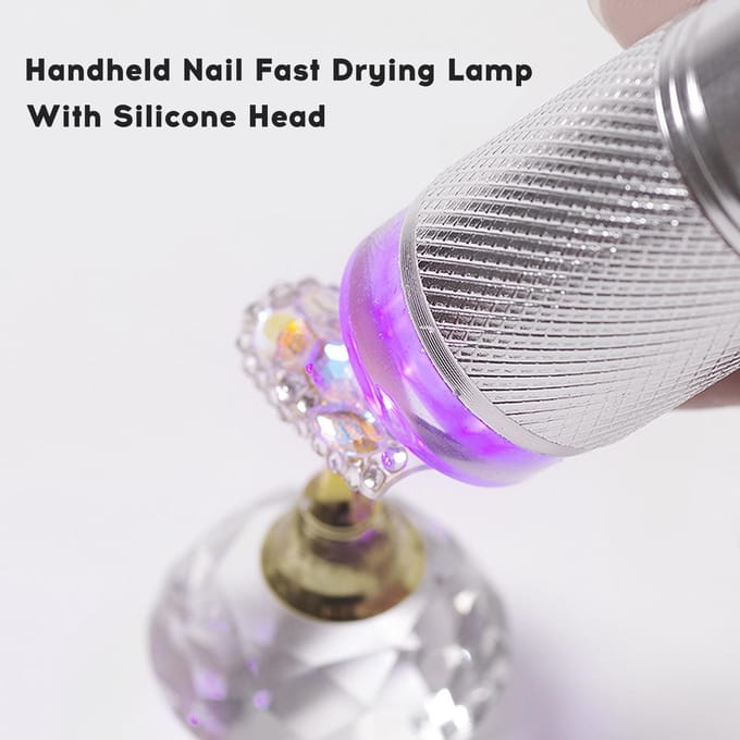 Mini Nageldroger Siliconen Nagelpers Licht Draagbare Manicurelamp Sneldrogende Nagels Lijm Manicure Tool zilver