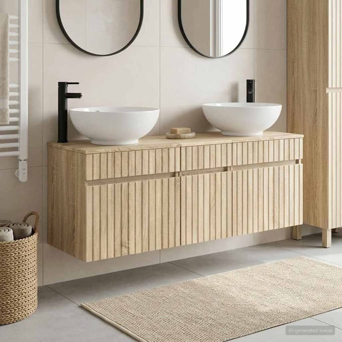 vidaXL - Badkamerkast - set - 3 - st - Sonoma - Eiken - 49 - x - 44,5 - x - 66,5 - cm