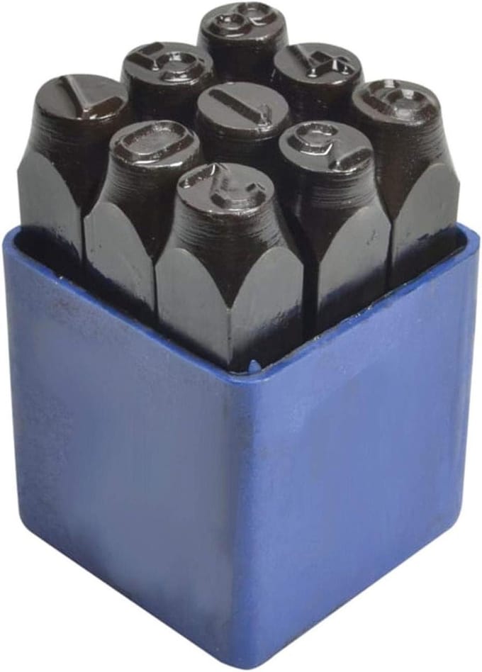 Nummer pons set - Cijferstempel set - Metaal markeren - Gehard koolstofstaal - 5 mm - Grijs