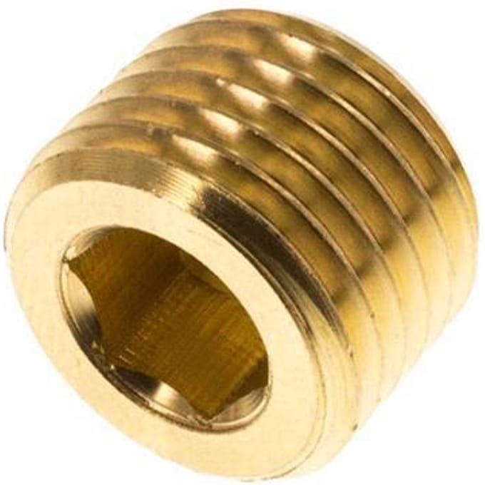 M14x1.5 Messing Plug met Binnenzeskant zonder kraag (Conisch) 16 Bar [10 Stuks]