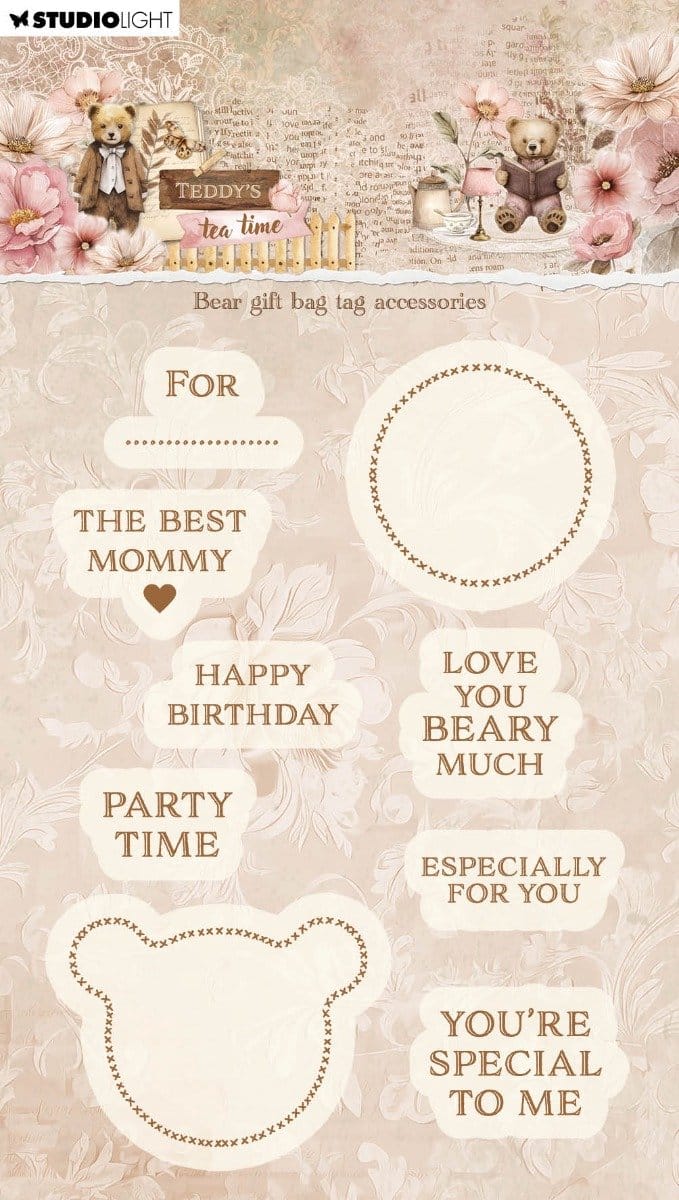 Clear stamp Bear gift bag accessoiries - Teddy's tea time nr. 924