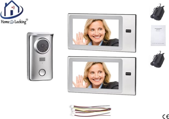 Home-Locking complete deur intercom/videofoon met 2 binnen panelen met aanraak scherm. DT-2237-1-2