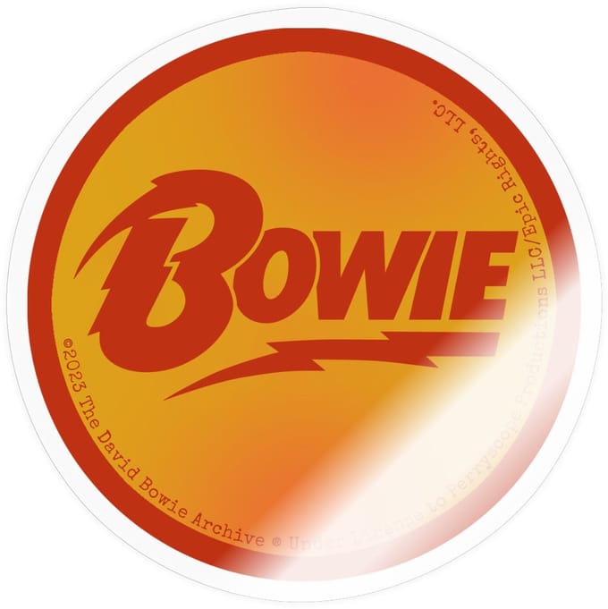 David Bowie Rode Letters Met Bliksem Sticker maat S (10 x 10 cm)