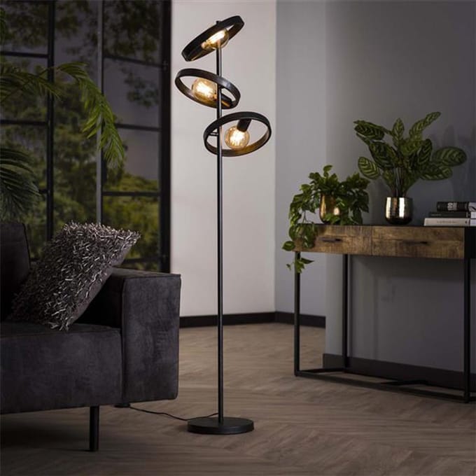 3-lichts Industriële Vloerlamp Otan Metaal