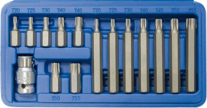 SW staal Torx set 15 stuks 1/2 inch, T 20 - T 55, 04420L