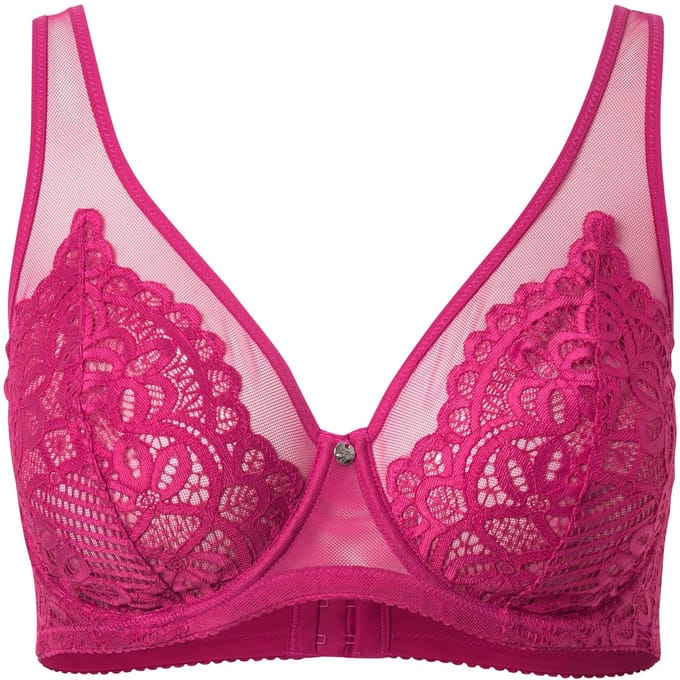 TruYou - Dames - Beugel BH kant mesh bandjes - Fuchsia - Maat 100E