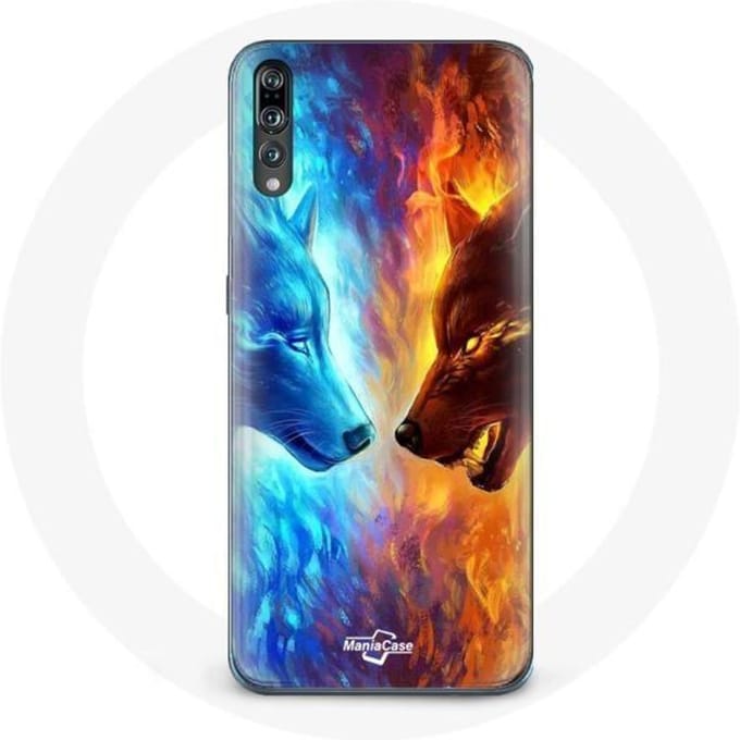 Coque pour Huawei p20 Loup de Glace et de feu