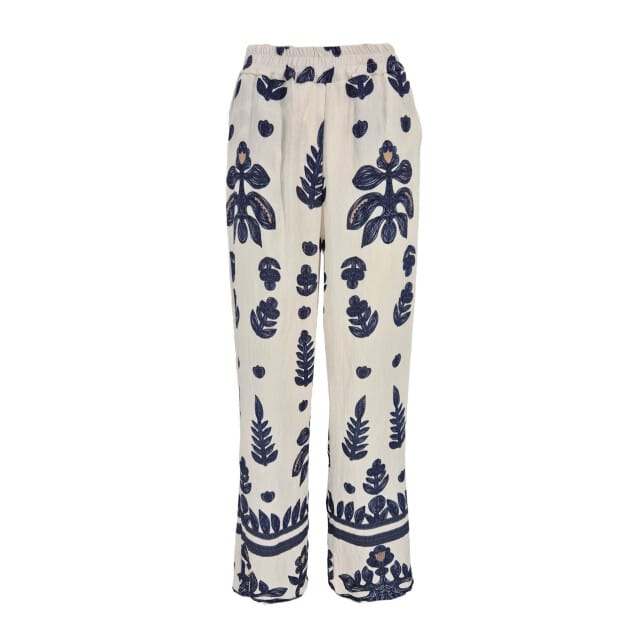FOS Amsterdam Fos broek inge imitatie borduur navy