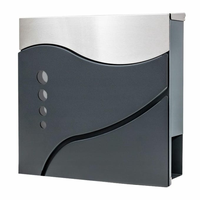 Awtools 53 - Brievenbus - Modern Design - Antraciet/Zilver - Inclusief Gazet Houder