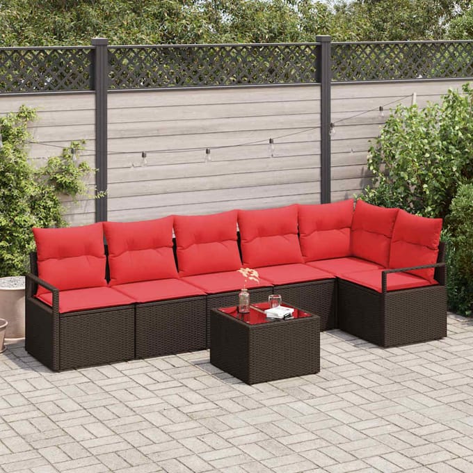 vidaXL Bankstel 7 st Bruin poly rattan