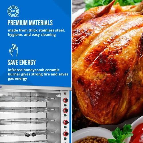 Royal Catering RCGCG-40 Serie - Gaskippengrill - 40 kW - 8 Spitsen - Roestvrij Staal