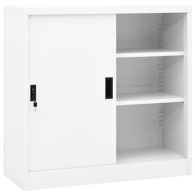 vidaXL - Kantoorkast - met - schuifdeuren - 90x40x90 - cm - staal - wit