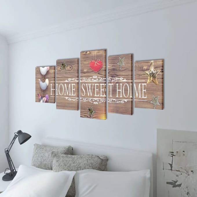 vidaXL - Canvas - muurdruk - print - set - home - sweet - home - 100 - x - 50 - cm