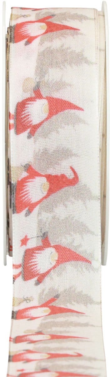 Cadeaulint Kerstlint kabouter rood 40mm 15m