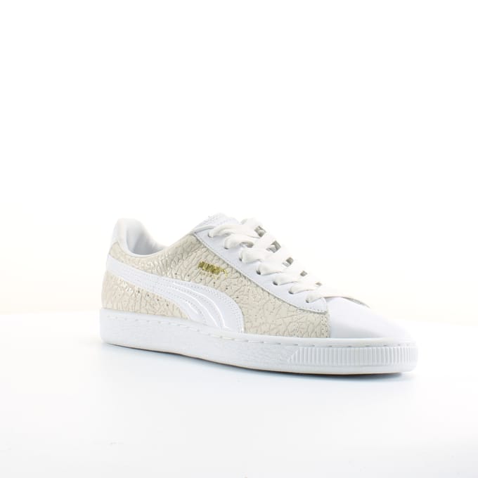 Puma Basket Krokodil Wit Leer Heren Veterschoenen 358872 01