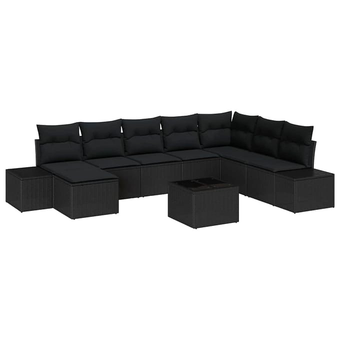 vidaXL Tuin Sofa Set 9 st poly rattan