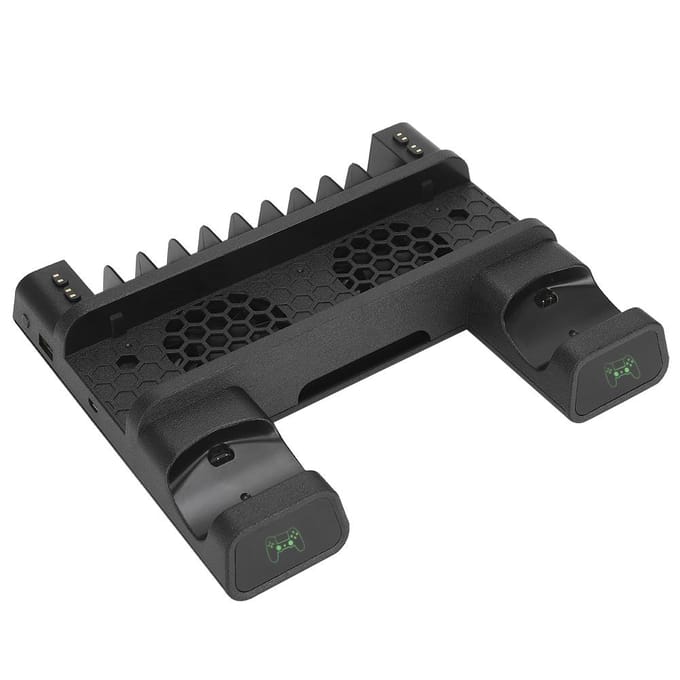 Multifunctionele Warmteafvoer Ventilatorbasis Opbergrek Controller Dubbele Oplader met LED-licht black