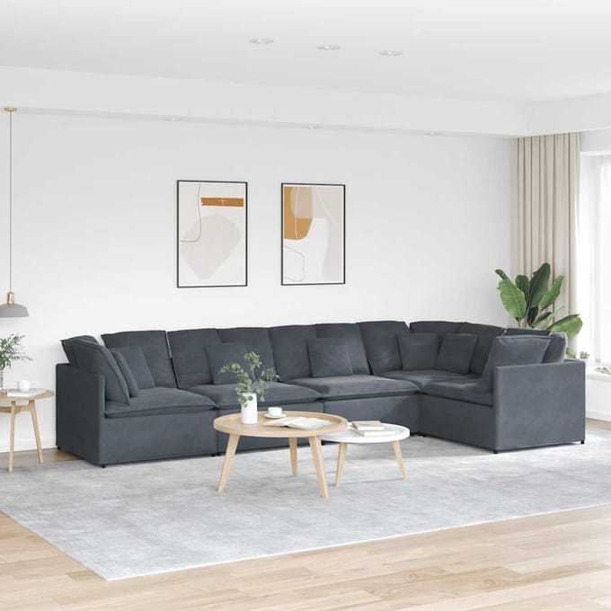 vidaXL - Modulaire - bank - met - kussens - fluweel - donkergrijs