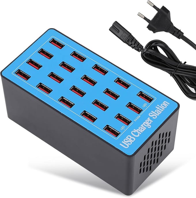 Multi-USB-Lader 20-Poorts USB-Hub met Hoge Uitgang voor Smartphones en Tablets
