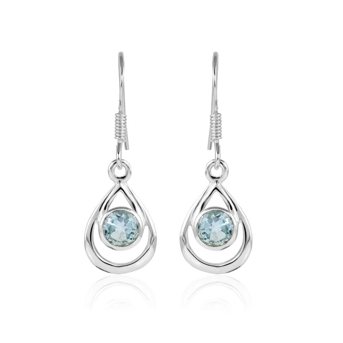 SilverGems Zilveren oorhangers met Blauwe Topaas edelstenen
