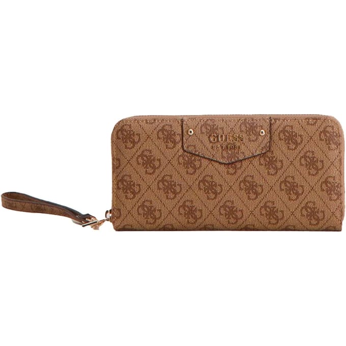 GUESS Portemonnee Eco Brenton SLG Large Zip Around Wallet Latte Logo Beige
