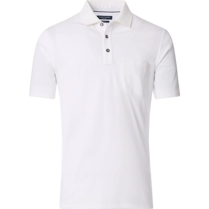 Casa moda poloshirt wit effen korte mouw