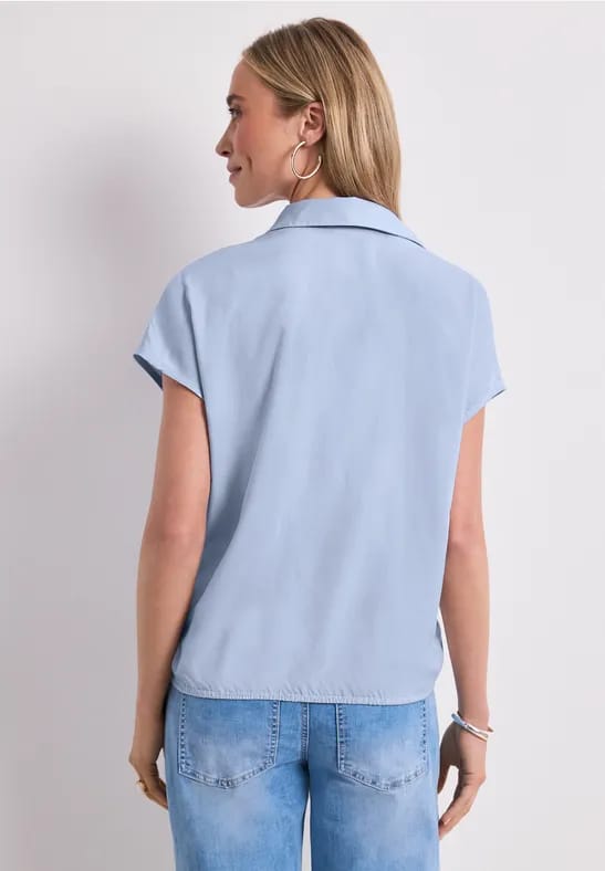 Blouseshirt met overhemdkraag en elastische zoom