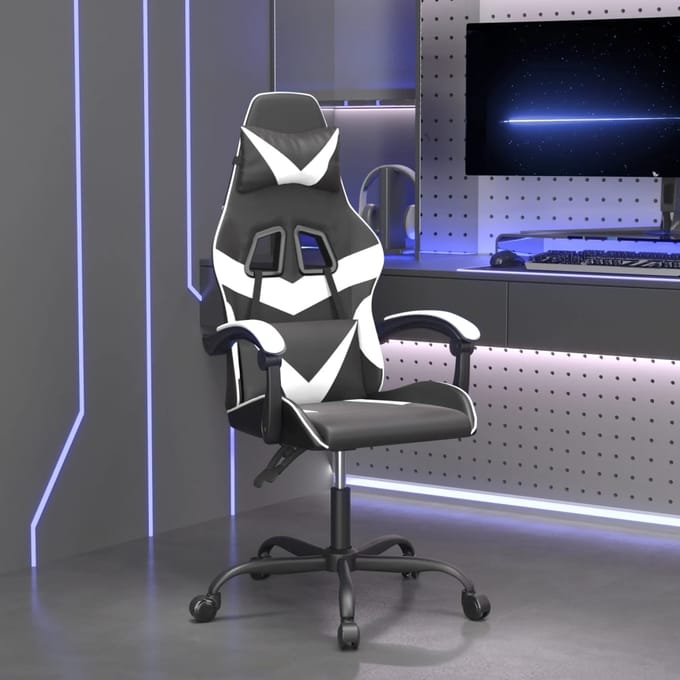 vidaXL - Gamestoel - kunstleer - zwart - en - wit