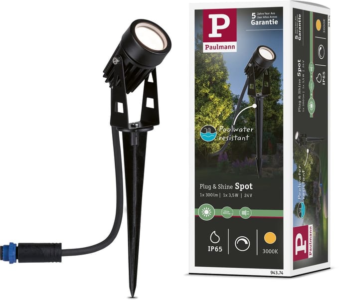 Plug & Shine LED-tuinspots Warm wit Losse spot IP65 3000K 2W Zwart