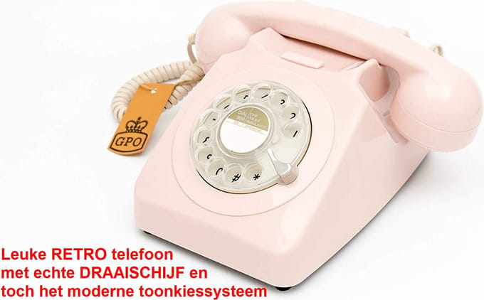 Retro vaste telefoon - met draaischijf - rose