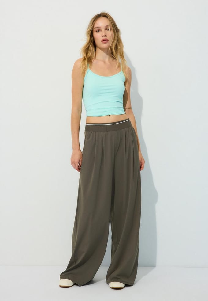 Stradivarius Palazzo joggingbroek met elastische taille  Bruin XS