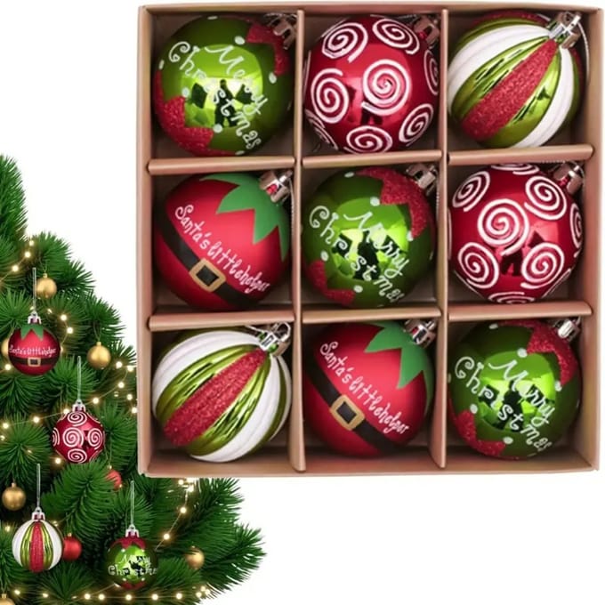 Nivard Kerstballen - Kerstversiering - Plastic - 6 cm - 9 stuks