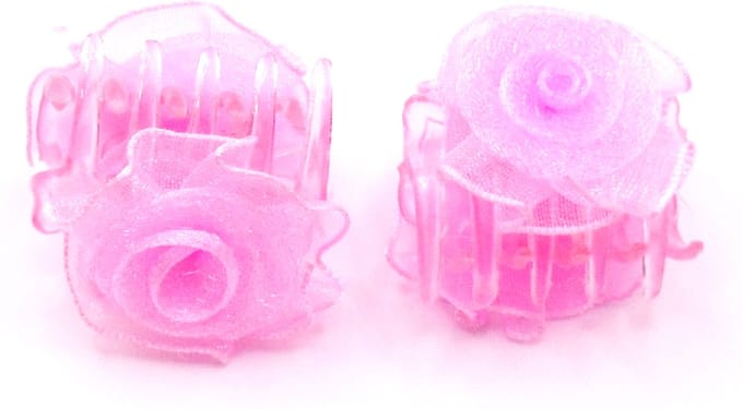 2 roosjes klein met haarklem roze