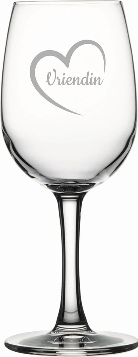 Gegraveerde witte wijnglas 26cl Vriendin met hartje