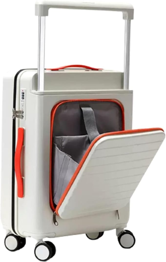 Reiskoffer Spinner - Bagage Trolley - Wereldreizen - Driehoogte Handvat - 26 inch - Wit