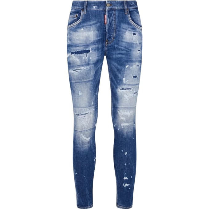 Dsquared2 Super Twinky Jean vervaagde versterkte gescheurde blauwe jeans