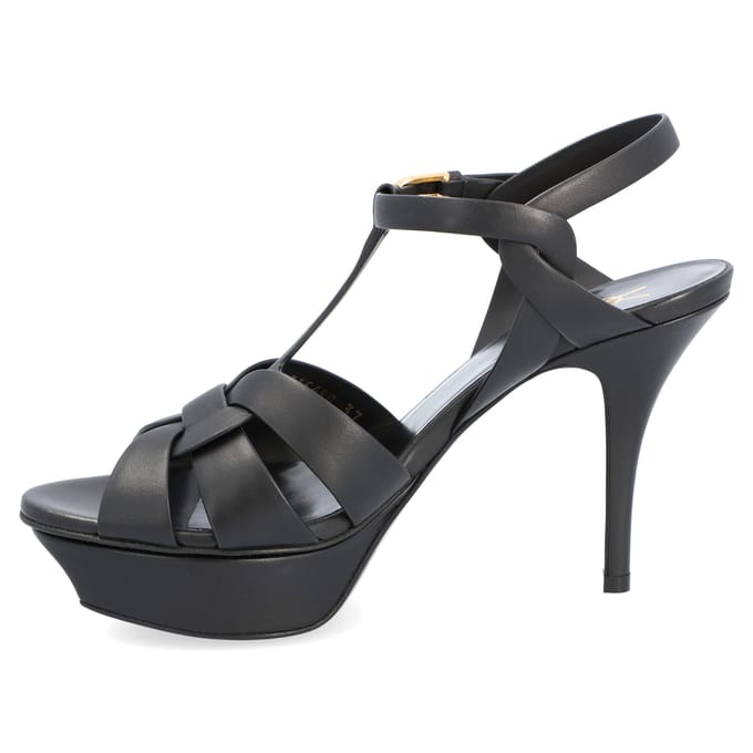Saint Laurent Tribute Platform Sandalen Zwart