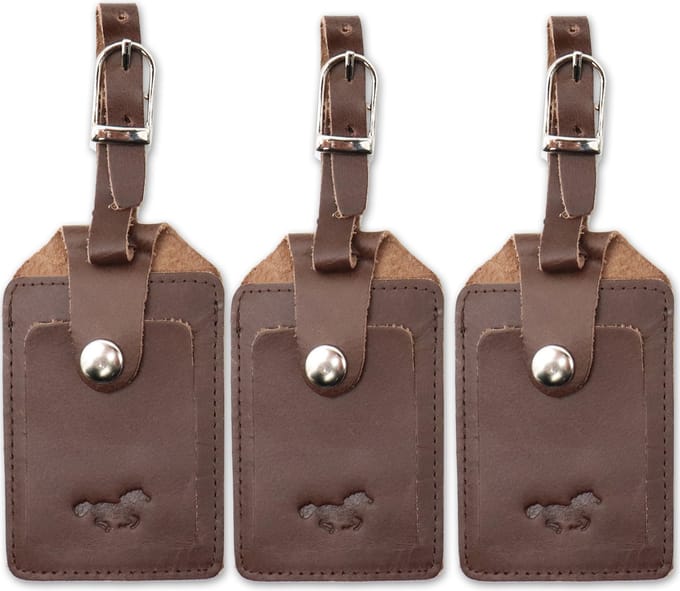 Safekeepers Kofferlabels - 3 stuks - Bagagelabel - Reislabel - bagagelabels - Leer