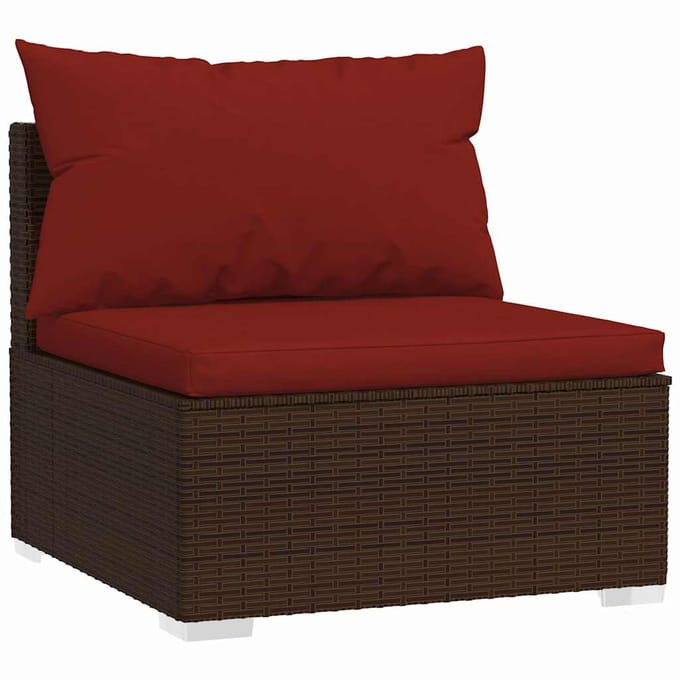 vidaXL - 5-delige - Loungeset - met - kussens - poly - rattan - bruin