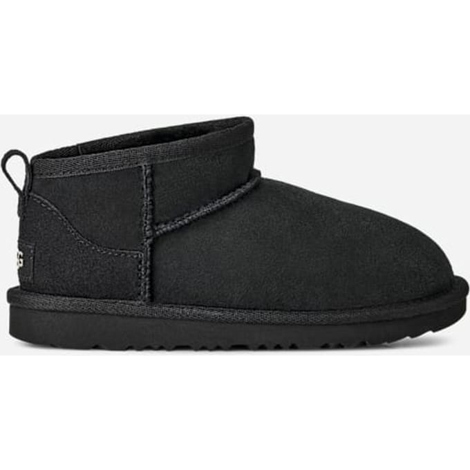 UGG® Classic Ultra Mini for Kids in Black, Size 2, Twinface/Polyester/Wool