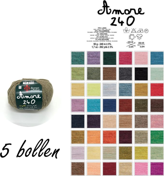 Borgo de Pazzi - Amore 240 - Licht groen 134 - set van 5 bollen x 50 gram