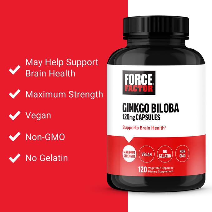 Force Factor, Ginkgo Biloba, 120 mg, 120 gélules végétales