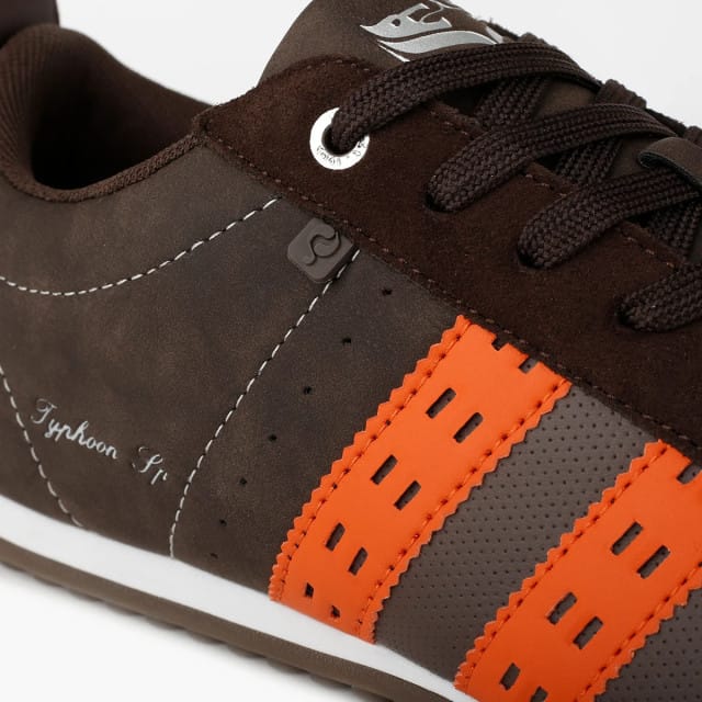 Q1905 Sneaker typhoon sp donkerbruin/oranje