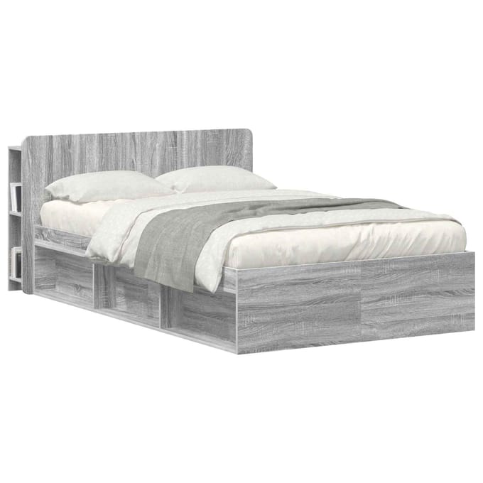 vidaXL - Hoofdeinde - Kast - met - opslag - Grijs - sonoma - Bewerkt - hout