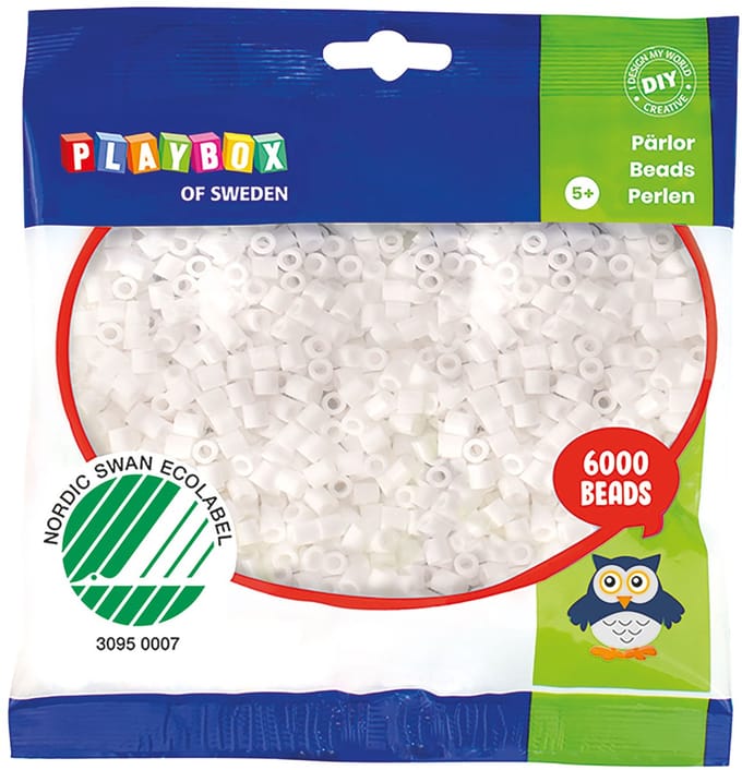 Playbox midi strijkkralen Wit 6000 stuks, strijkparels scholen
