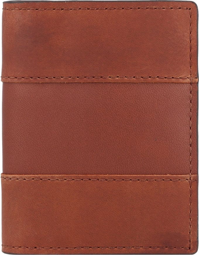 FOSSIL Leren Kaarthoes Everett Card Case Bifold Medium Brown Bruine