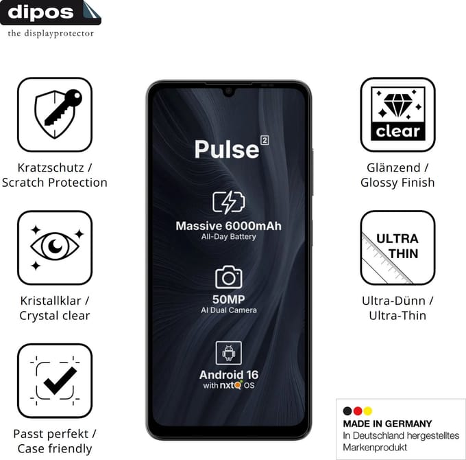 dipos – 4x Beschermfolie geschikt voor Aiplus AI+ Pulse 2 | Krasbestendige & heldere Screenprotector Ultra-Thin
