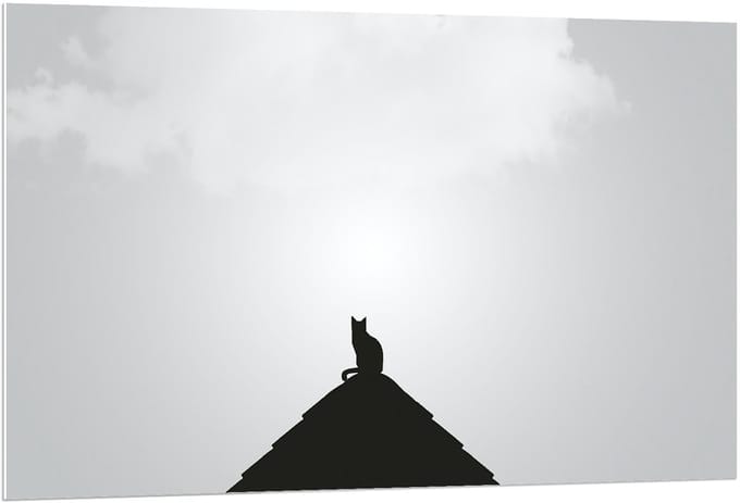 Forex - Silhouette Kat op Piramide - 120x80cm Foto op Forex