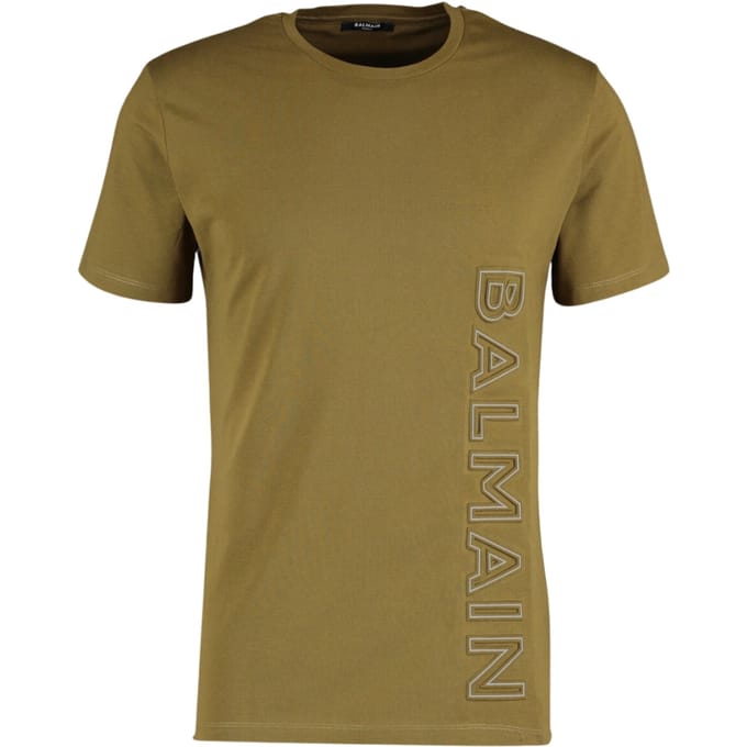 Balmain merk reliëflogo kakigroen T-shirt