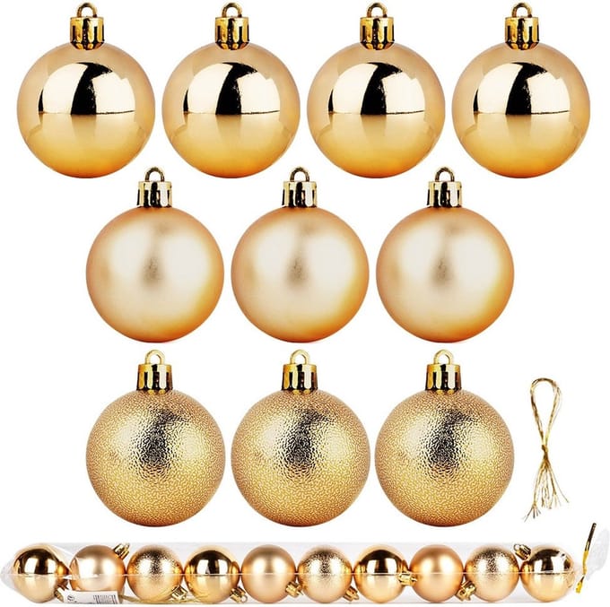 Kerstballen Set Onbreekbaar Gouden 5 cm 10 stuks - Kerstdecoratie